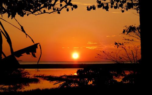 Scenic view of sunset over sea