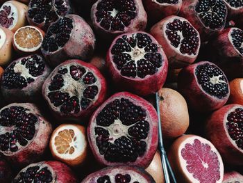 Full frame shot of pomegranates at market