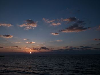 Scenic view of sea against sky at sunset