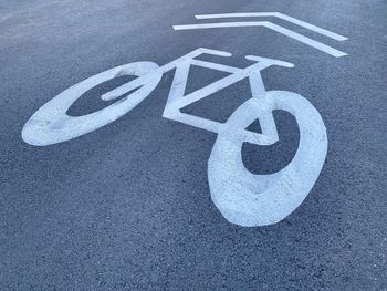 High angle view of marking on road