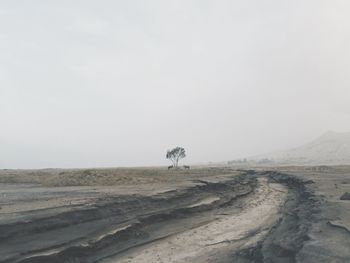 Volcanic landscape against clear sky