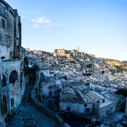 High angle view of buildings in town