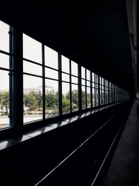 Railroad tracks seen through train window