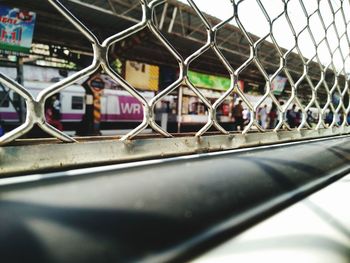 Close-up of train window