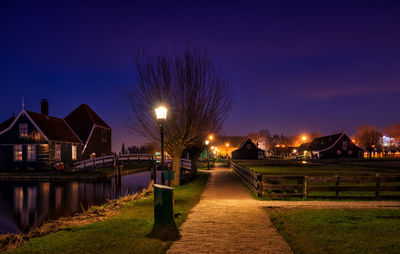 Houses in a town at night