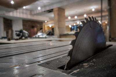Close-up of illuminated piano on table