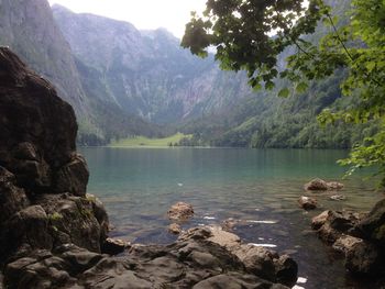 Scenic view of lake and mountains