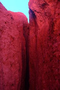 Rock formation on mountain against sky