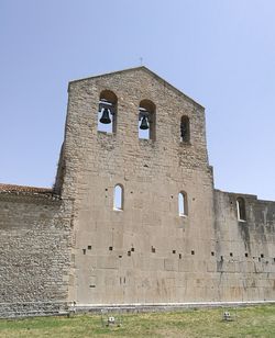 Low angle view of old building against sky