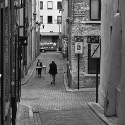 People walking on city street