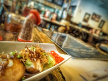 High angle view of food on table