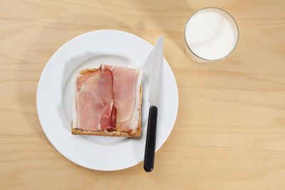Close-up of breakfast served on table