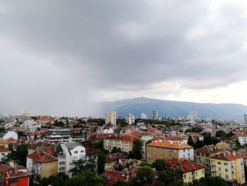 High angle view of townscape against sky