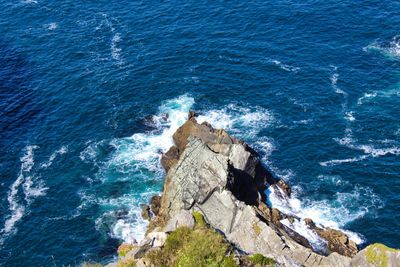 High angle view of rocks on beach