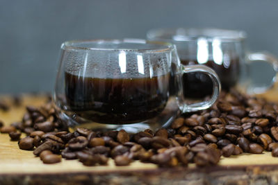 Close-up of coffee cup on table