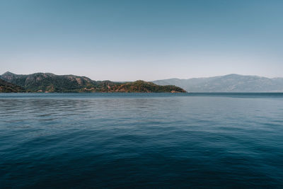 Scenic view of sea against clear sky