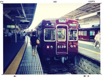 Train at railroad station platform