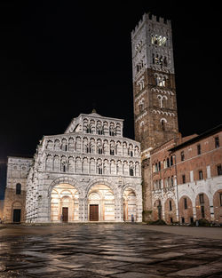 View of historic building against sky at night