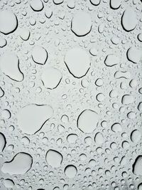 Full frame shot of raindrops on glass