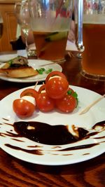 Close-up of served food in plate