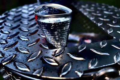 Close-up of beer on table