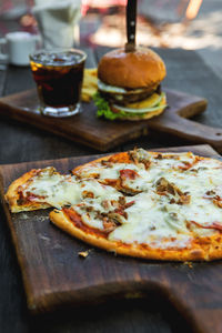 Close-up of pizza on table