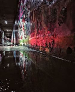 Reflection of illuminated building in water