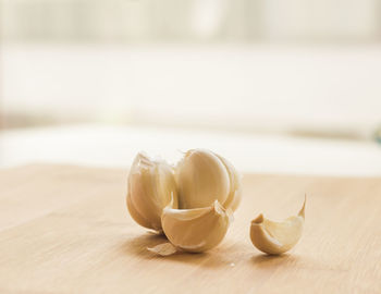 Close-up of garlic on table