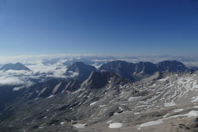 Scenic view of dramatic landscape against clear sky