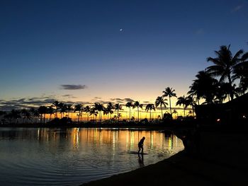 Scenic view of sunset over river