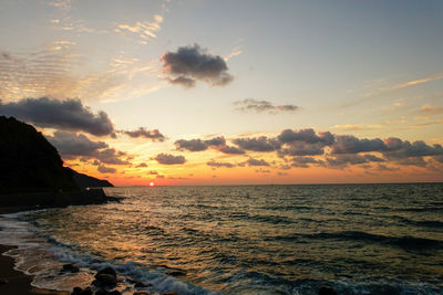 Scenic view of sea against sky during sunset
