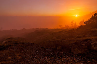 Scenic view of landscape against sky during sunset