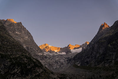 First light of the day on mountain peak