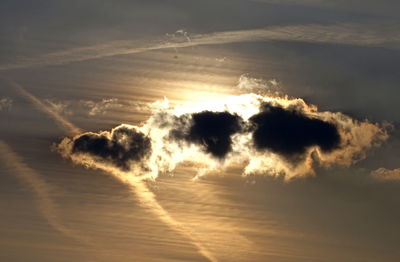 Low angle view of cloudscape against sky during sunset