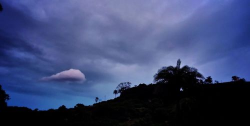 Low angle view of silhouette trees against sky