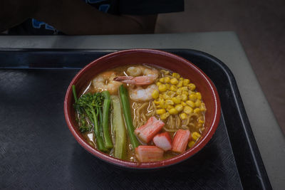 High angle view of food in bowl