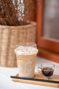Close-up of coffee cup on table