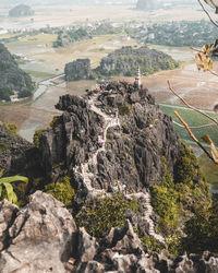 Viewpoint of the hang múa mountain with the nature behind it.