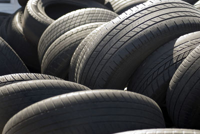 High angle view of abandoned tires