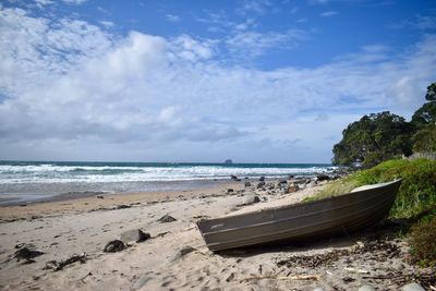 Scenic view of beach against sky