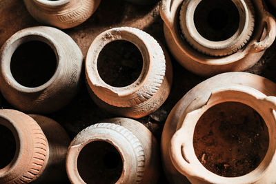 Full frame shot of clay pots