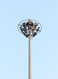 Low angle view of basketball hoop against clear sky