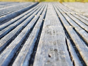 Close-up of wooden bench