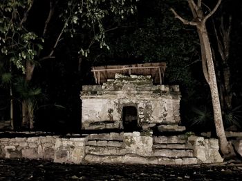 Old abandoned building against trees