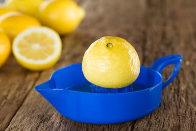 High angle view of fruits on table