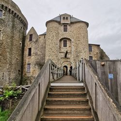 Low angle view of old building against sky