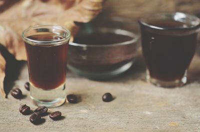 Close-up of coffee on table