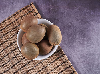 High angle view of bread on table