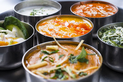 High angle view of food on table