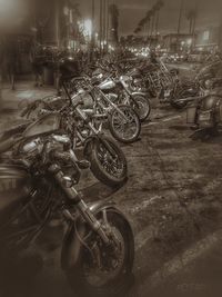 Bicycle parked at night